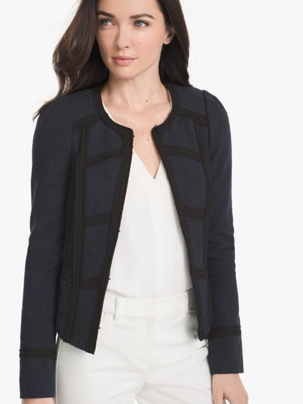 White House Black Market Crop Tweed Jacket Size 6